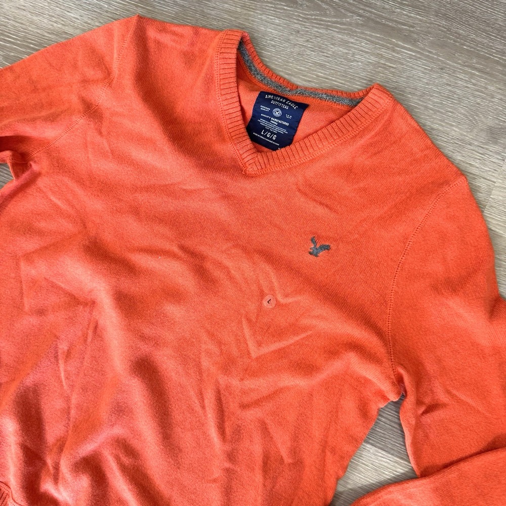NEW American Eagle Outfitters AE Orange V-Neck‎ Sweater Men's Size L